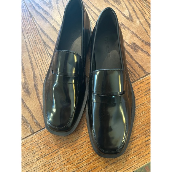 Everlane Shoes - Everlane Black Patent Leather Square Toe Penny Loafers Size 7